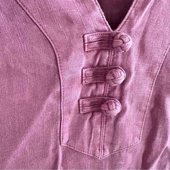 J Jill Pink Hooded Dress 100% Linen Lagenlook Neutral Casual Large - Picture 3 of 7